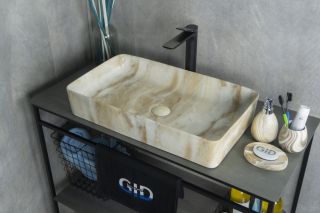 Раковина Gid Mnc596 54457 накладная под камень глянцевая 60x34x11